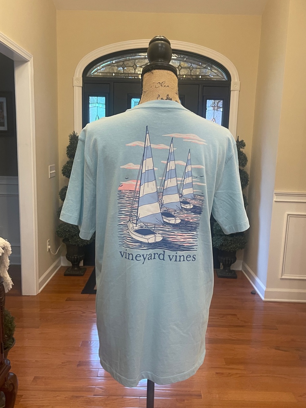 Vineyard Vines Sunset Sails Porcelain Blue Short Sleeve Tee T-Shirt S NEW